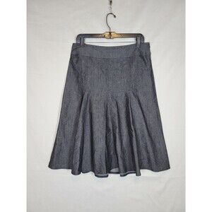 Sandro Paris Denim A-Line Fit & Flare Midi Skirt Black Chambray Womens Size 8